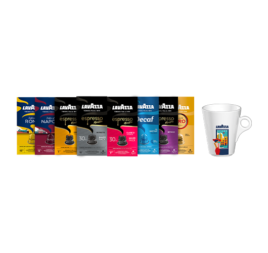 Coffret complet de capsules espresso avec Mug Milan
